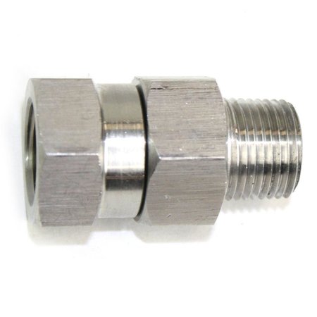 INTERSTATE PNEUMATICS 3/8 Inch MPT x 3/8 Inch FPT Stainless Steel Swivel Fitting - 4000 PSI PW7166